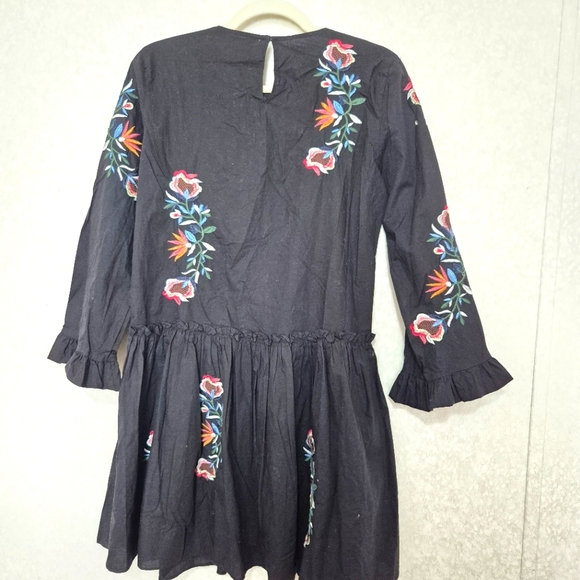 Zara Elegant Black Embroidered Long Sleeve Mini Dress..Size:XS - Picture 12 of 15